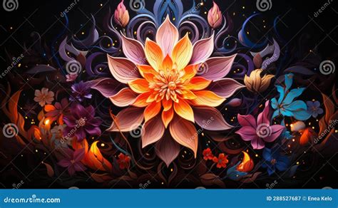 Psychedelic Mandala Art stock illustration. Illustration of decoration - 288527687