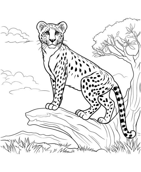 Realistic Cheetah coloring pages 26733074 Vector Art at Vecteezy