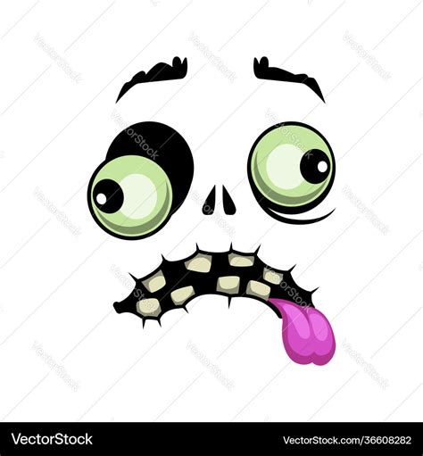 Cartoon zombie face emoj isolated icon Royalty Free Vector