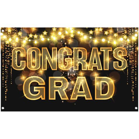 Buy XtraLarge, Congrats Grad Banner - 72x44 Inch, Black and Gold Graduation Decorations 2023 ...