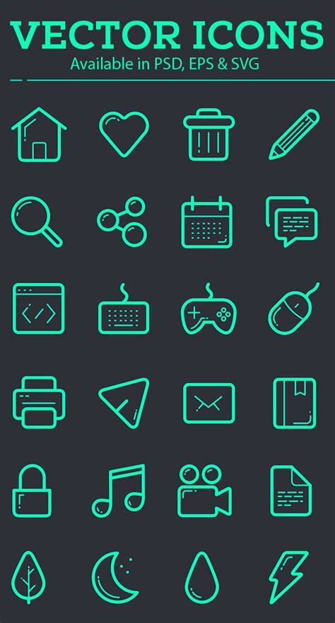 Vector Icon Set – 100+ Icons Free Download | Icons | Graphic Design Junction