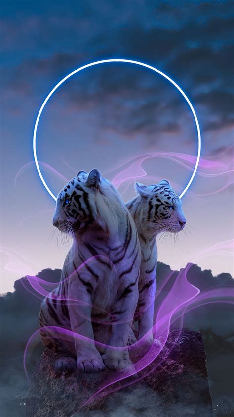 1080P free download | White tigers, animal, drawings, fantasy, HD phone wallpaper | Peakpx