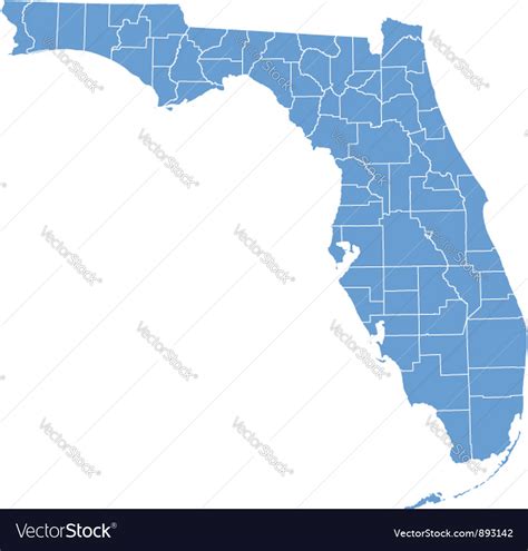 State map florida counties Royalty Free Vector Image