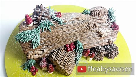 Chocolate Yule log cake / Buche de Noel tutorial & recipe - Christmas relaxing cake decorating ...