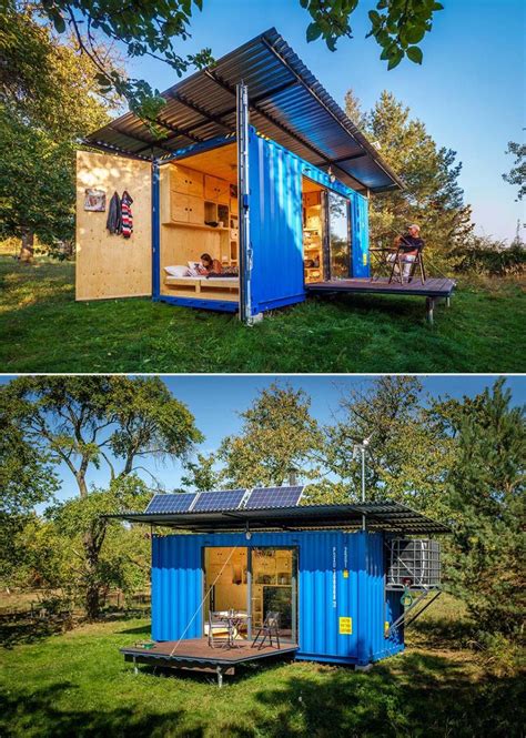 This Off-The-Grid Tiny House Made From A Small Shipping Container Is Filled With A Wood Interior