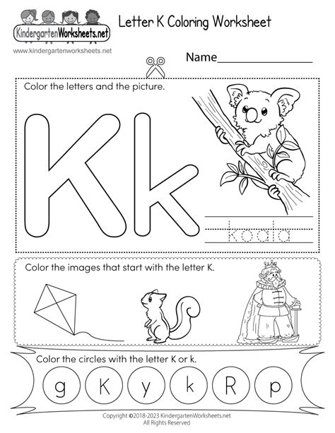 Letter K Coloring Worksheet - Free Printable, Digital, & PDF