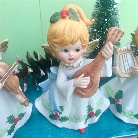 Vintage Christmas Angel Figurines, Set of Three, Vintage Christmas Angel Knick Knack, Homco ...