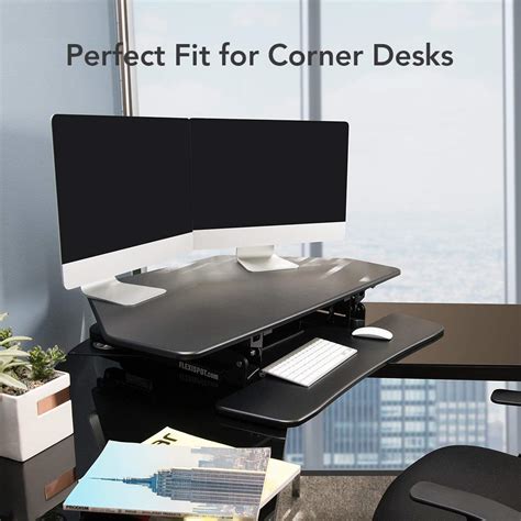 FlexiSpot Standing Desk - 41 Inch Cubicles Corner Desk Riser Computer Riser Fit Dual Monitor ...