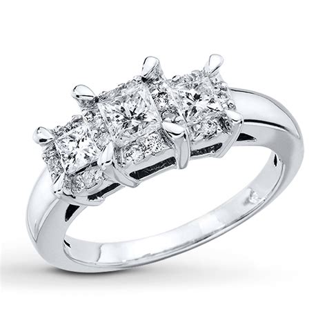 Kay - 3-Stone Diamond Ring 1 ct tw Princess-cut 14K White Gold