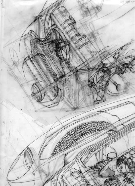 Incredible cutaway illustration of a 1957 Scaglietti-bodied Ferrari Testarossa TR250, by Tony ...