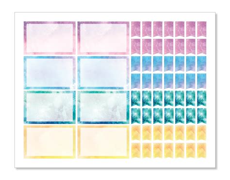 Printable Journal Stickers: Watercolour Flags and Frames, Bullet Journal or Personal Planner ...