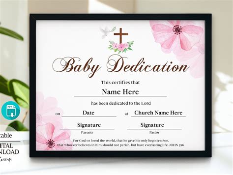 Baby Dedication Certificate Template