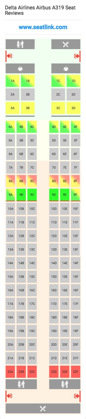 Delta Airlines Airbus A319 Seating Chart - Updated December 2024 - SeatLink