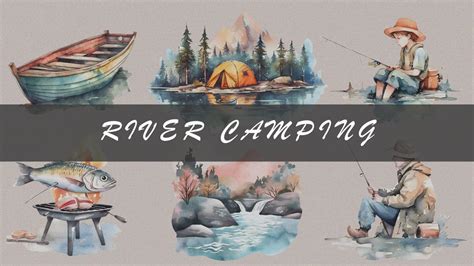 Fishing Camping Clipart Set Lake Png Happy Camper Clipart - Etsy