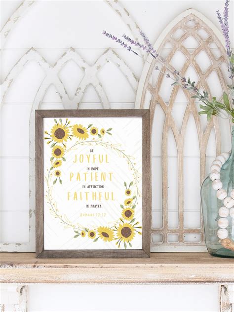 Bible Verse Yellow Sunflower Wall Art Scripture Printable | Etsy