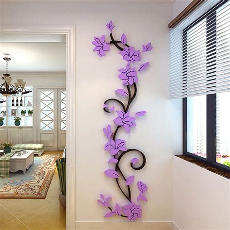 45x150cm Large Wall Stickers 3D Romantic Rose Flower Wall Sticker Removable Decal Room Vinyl For ...