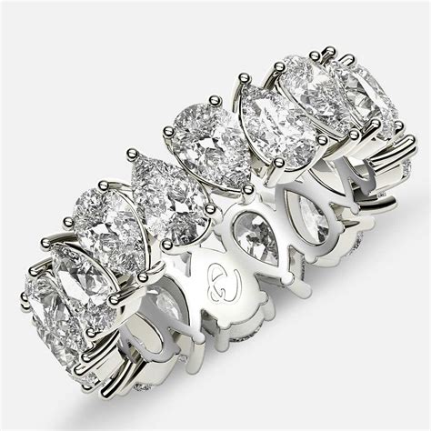 Prong Set Eternity Ring with Pear Shaped Diamonds in 18k White Gold