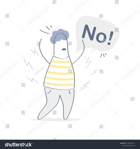 Angry Cute Cartoon Man Says No Stock Vector (Royalty Free) 1289503471