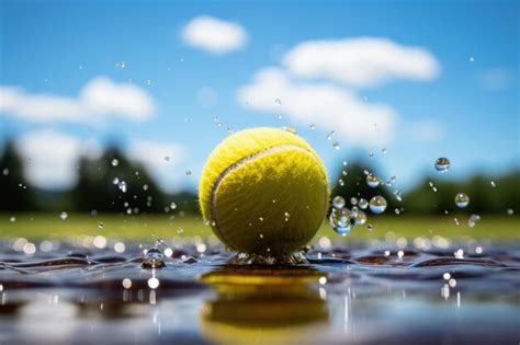 Premium AI Image | Tennis ball in withdrawal cutting the sky generative IA