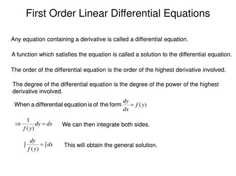 PPT - First Order Linear Differential Equations PowerPoint Presentation - ID:526401