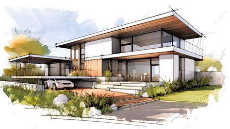 3d Rendering Of A House In Sketch Design Background, House Blueprint, 3d Architecture ...