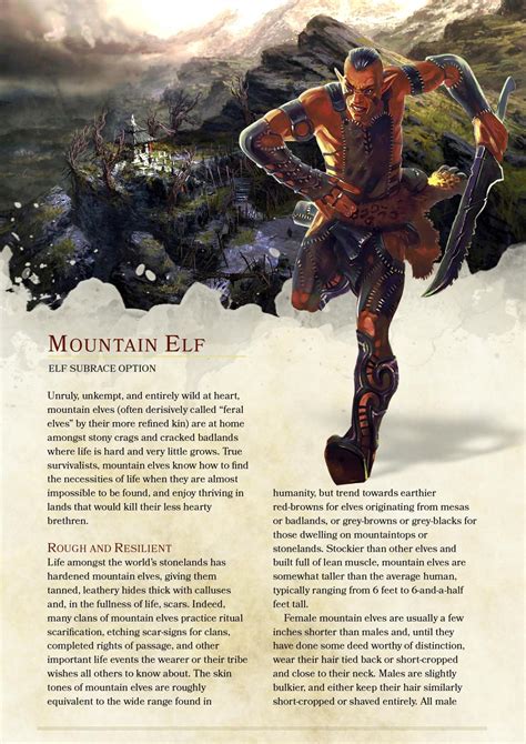 DnD 5e Homebrew — Mountain Elf Subrace Source: https://goo.gl/JA8rco