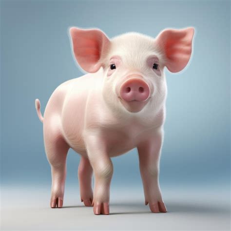 Realistic 3d Pig Clipart Cute Baby Pig Standing 2d Illustration | Premium AI-generated image