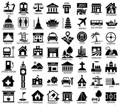 Map Symbol Icon Set Royalty Free Cliparts Vectors And Stock Throughout City | Desain, Gambar