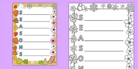 Seasons Acrostic Poem Template - English Resource - Twinkl