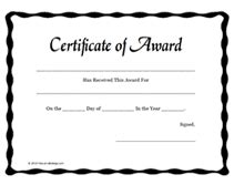 Free Printable Certificates of Award Blank Templates