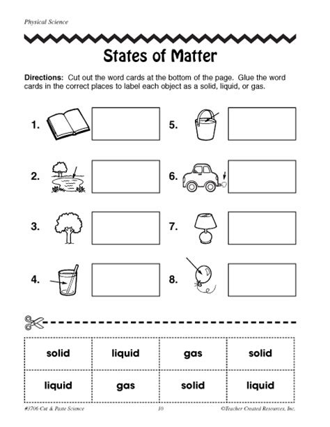 States Of Matter Worksheets