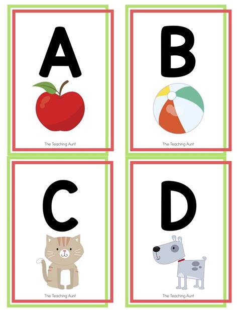 Alphabet Flashcards Free Printable - The Teaching Aunt | Printable flash cards, Abc flashcards ...