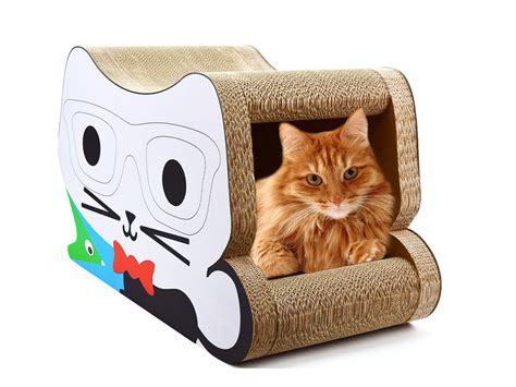 Corrugated Paper Big Cardboard Cat Scratcher Craft Lounge Houses Box - FobPet