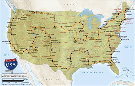 US Road Trip Map, Perfect USA Road Trip Planner, United States Road Trip Map