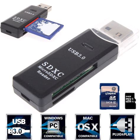 USB 3.0 Adapter USB card reader SD/Micro SD Card Reader For Windows, Mac, Linux, and Certain ...