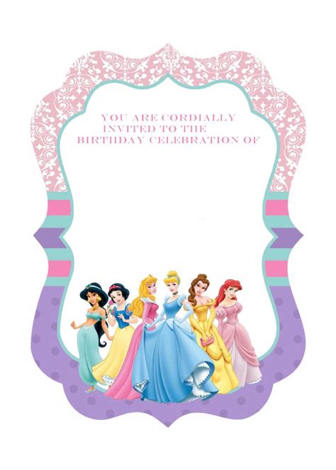 Cool FREE Template Free Printable Ornate Disney Princesses Invitation | Princess invitations ...