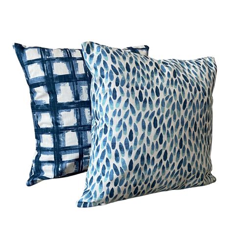 Pillow Covers Blue Aqua White Throw Pillows Navy Blue Aqua - Etsy