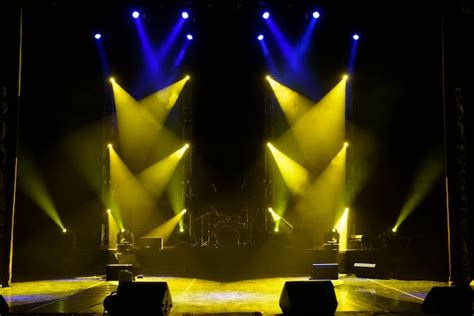 Premium Photo | Empty stage. multicolored lights, light show at the concert.