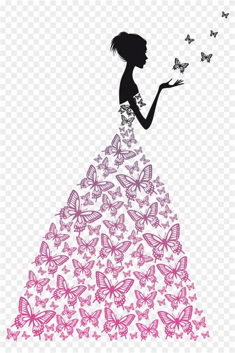 Dress Drawing Stock Clip Art Butterfly Silhouette, HD Png Download - 1276x1276 (#849681) - PinPng