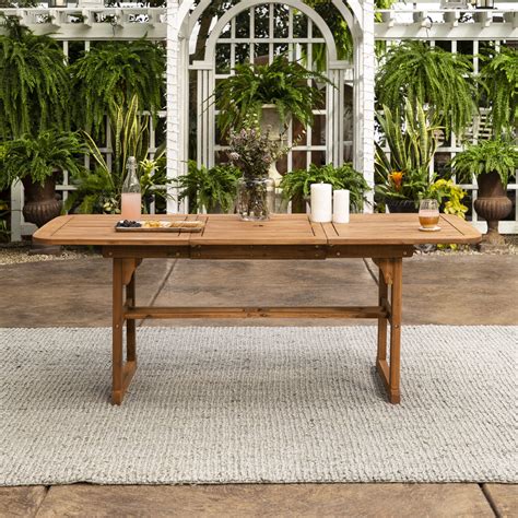 Manor Park Wood Outdoor Patio Extendable Dining Table, Brown - Walmart.com - Walmart.com