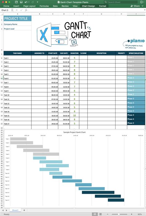 How to Create a Gantt Chart in Excel (Free Template) and Instructions | Planio