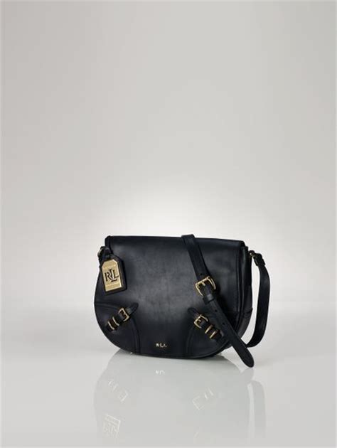 Lauren By Ralph Lauren Leather Saddle Bag in Black | Lyst