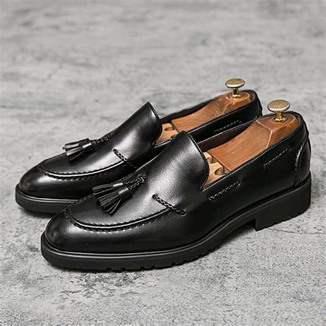 Black Tassels Prom Dapper Mens Loafers Flats Dress Shoes