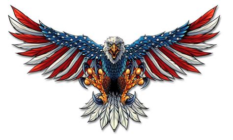 USA American Flag Eagle Metal Sign 21" x 12" FLY044 - California Car Cover Co.