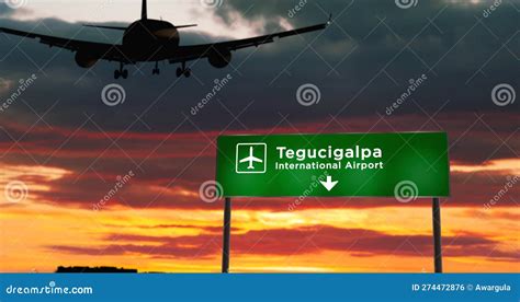 Plane Landing in Tegucigalpa Honduras Airport with Signboard Stock Illustration - Illustration ...