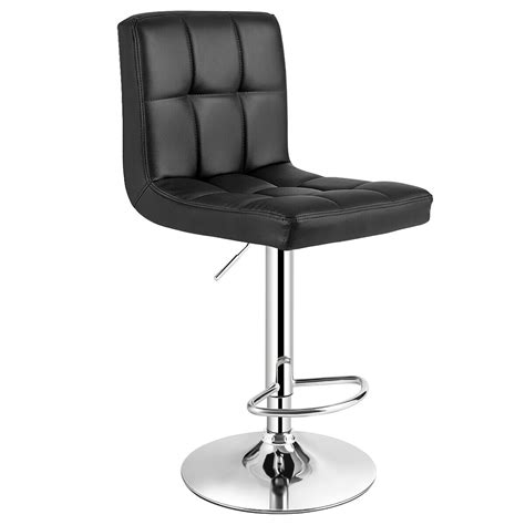 Costway Adjustable Armless Bar Stool Swivel Kitchen Counter Bar Chair PU Leather Black | Walmart ...