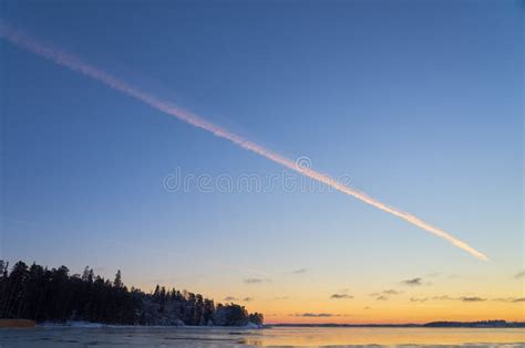 A Trail from the Plane in the Sunset Sky Stock Photo - Image of machine, california: 207772708