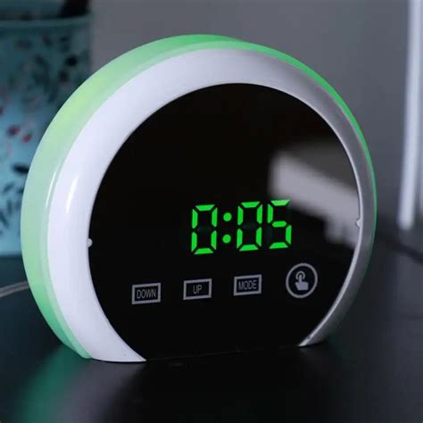 Digital Alarm Clock Night Light Colorful LED Table Night Light Deask Lamp with Dual USB Output ...