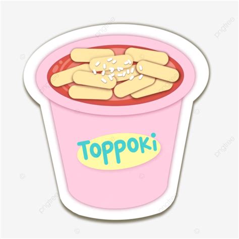 Toppoki Korean Street Food Sticker, Toppoki, Korean Food, Pastel Color PNG Transparent Clipart ...