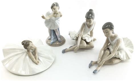 Lot - (4pc) Nao By Lladro Porcelain Ballerina Figurines